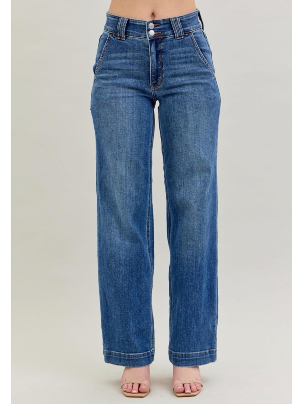 Judy Blue High Waist Double Button Wide Leg Denim Jeans Size 18W